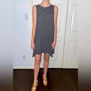 Alya Black and White Striped T-Shirt Dress